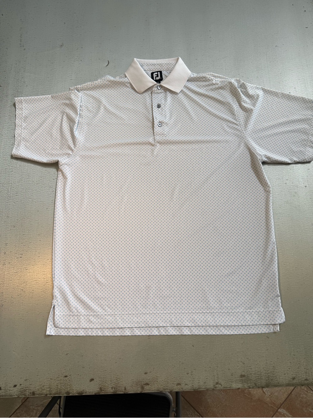 FootJoy White Polo with Light Blue Dot Pattern - Picture 7 of 15